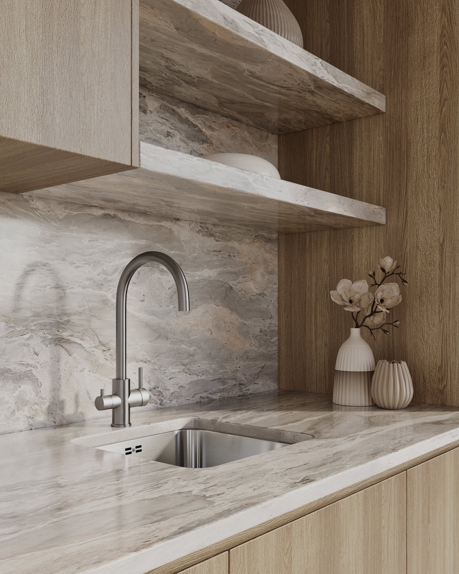 Isla 3 Way Water Filter Tap - Brushed Stainless Steel