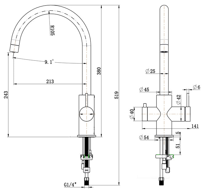 Mica 3-Way Water Filter Tap - Dusk Bronze
